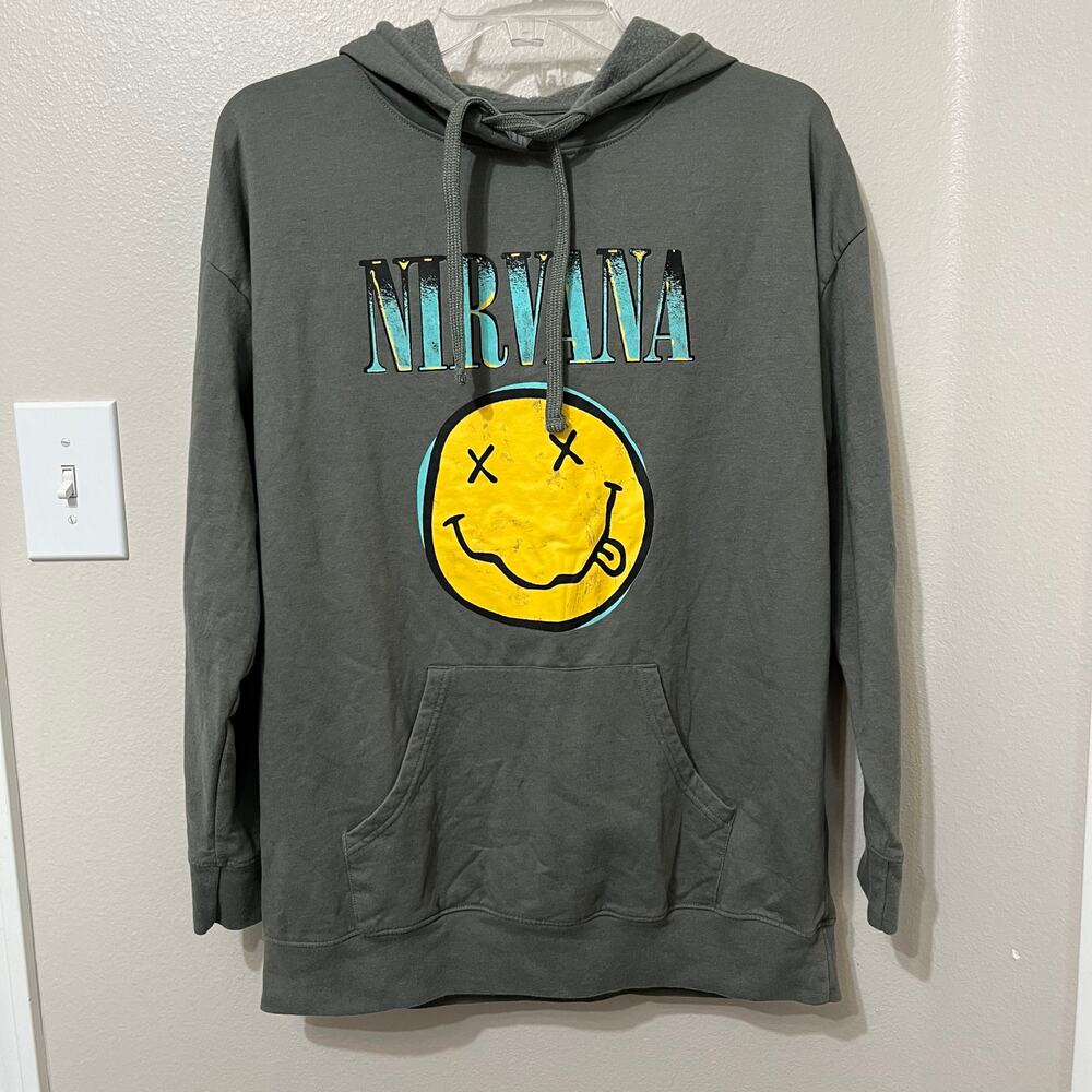 Nirvana Hooded Sweatshirt Sz‎ XL Youth Gray/Blue